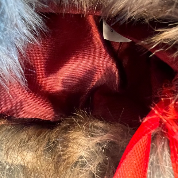 Christmas Stocking Yellow Red Green Fur Trim Tartan Plaid with  Pom-Poms - Picture 8 of 8